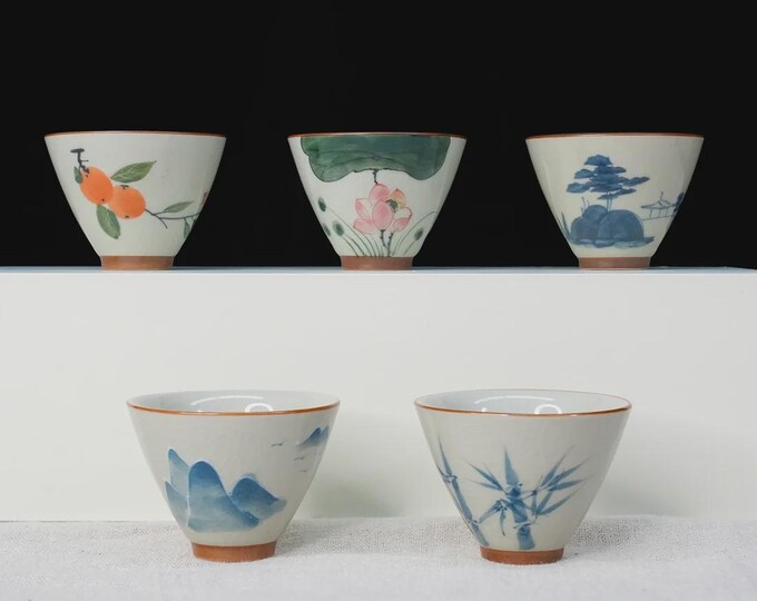 Hand-painted Ge kiln Douli cup set